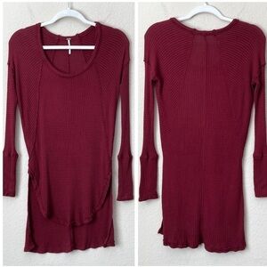 Free People Ventura Slouchy Thermal Waffle Knit Oversized Tunic Top